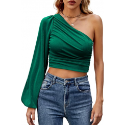 Сатиновый топ, зеленый