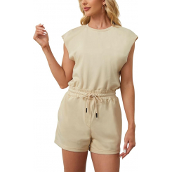 Женский лёгкий комбинезон с открытой спиной и регулируемой талией