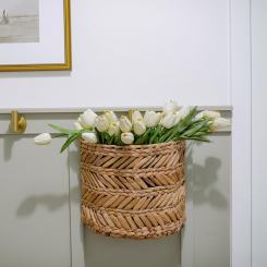 Подвесной кашпо из натуральной лозы с резервуаром для воды – 30×13 см