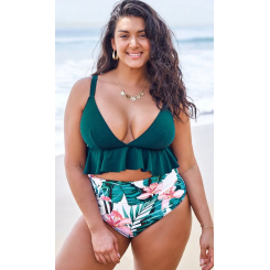 Купальник-бикини Cupshe Green с цветочным принтом