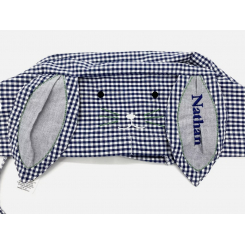 Чехол для корзины (синяя клетка, заяц)