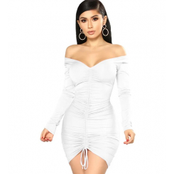 Сексуальное повседневное платье-карандаш с длинным рукавом и вырезом на плечах
