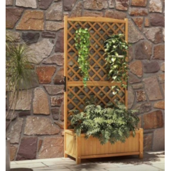 Деревянная грядка с решёткой для вьющихся растений из натуральной пихты