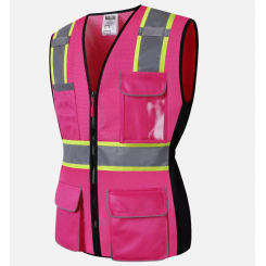 Жилет сигнальный, розово-чёрный, с молнией и карманами