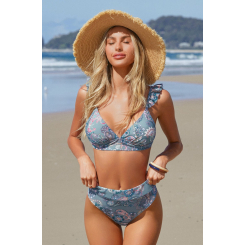 Винтажный купальник с V-образным бралеттом и плавками с высокой талией