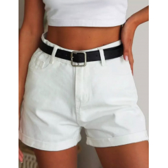 Белые джинсовые шорты с высокой талией