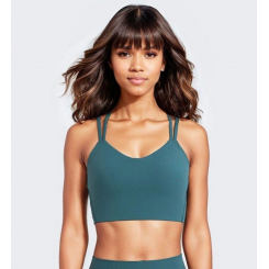 Топ для спорта с фиксированным подкладом и ребристой текстурой, цвет бирюзовый