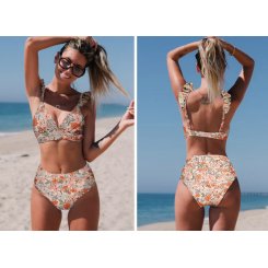 Купальник с цветочным топом и высокими плавками