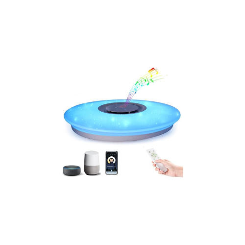 Умный потолочный светильник с Bluetooth-колонкой и Wi-Fi — 36 Вт, RGB, управление через пульт, Alexa и Google Home
