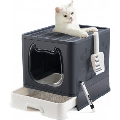 Pawsayes Кошачий туалет с крышкой для средних и мелких кошек