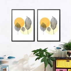 Современная роспись с растительным узором для гостиной в вертикальном формате