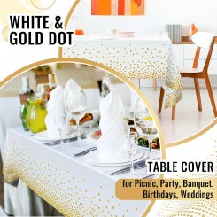 Пластиковая скатерть в рулоне с золотистым принтом, влагостойкая и многоразовая