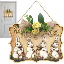 Деревянная подвеска на дверь с пасхальным зайцем — уют и весеннее настроение для вашего дома