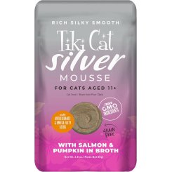 Tiki Cat Silver Mousse с лососем и тыквой — питательное влажное питание для пожилых кошек (82,2 г)