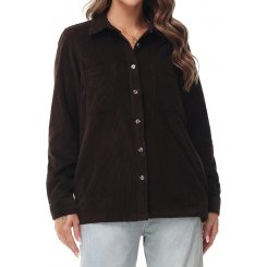 Женская рубашка-куртка из вельвета в стиле оверсайз