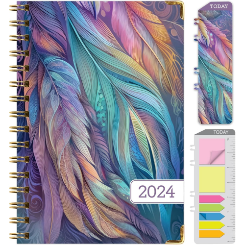 Планер 2024 с твердым переплетом "Pastel Peacock", А5