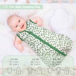 Детский спальный мешок из 100% хлопка с принтом «Зелёное дерево»