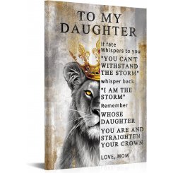 Картина на холсте "Король Лев с короной" для дочери с мотивационной цитатой