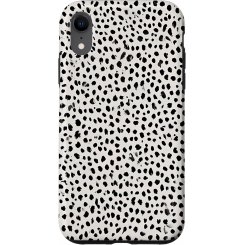 Противоударный чехол с чёрно-белым леопардовым принтом для смартфона — двухслойная защита, стильный дизайн