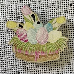 Деревянный пасхальный декор, яйца в корзине