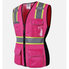 Жилет сигнальный, розово-чёрный, с молнией и карманами
