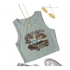 Топ из лайкры с принтом для авто