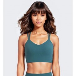 Топ для спорта с фиксированным подкладом и ребристой текстурой, цвет бирюзовый