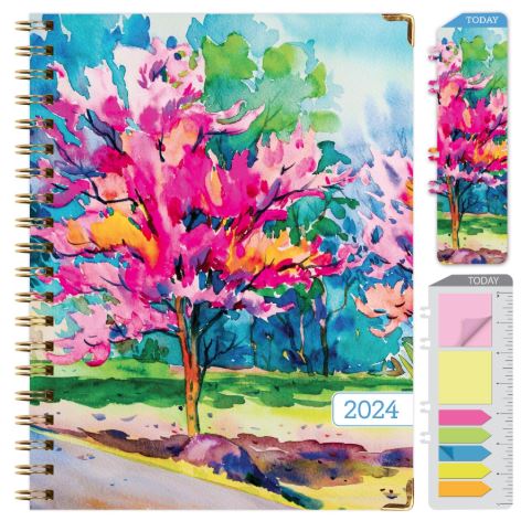 Планер 2024 с твердым переплетом "Watercolor Tree", А4